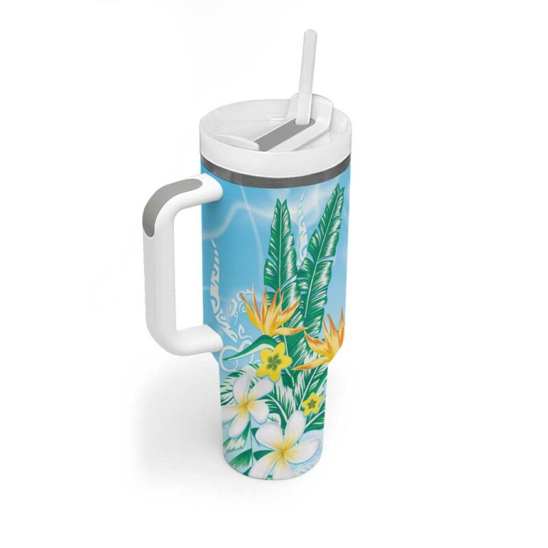 2025 Aloha Hawaii Tropical Flowers And Honu Custom Stanley Quencher 40oz Stainless Steel Tumbler With Handle - Threewoofs - Image 2
