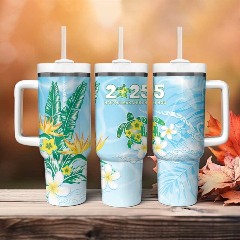 2025 Aloha Hawaii Tropical Flowers And Honu Custom Stanley Quencher 40oz Stainless Steel Tumbler With Handle - Threewoofs - Image 4