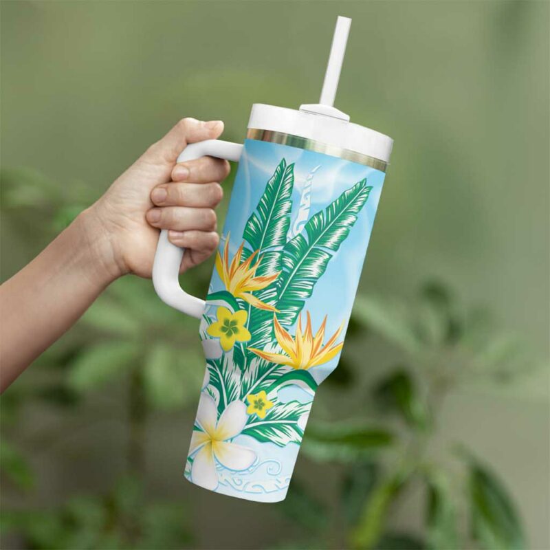 2025 Aloha Hawaii Tropical Flowers And Honu Custom Stanley Quencher 40oz Stainless Steel Tumbler With Handle - Threewoofs - Image 3