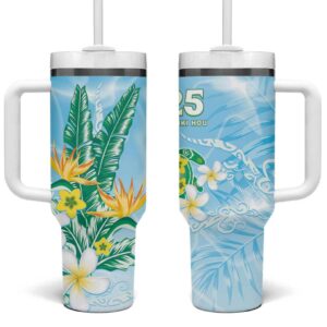 2025 Aloha Hawaii Tropical Flowers And Honu Custom Stanley Quencher 40oz Stainless Steel Tumbler With Handle - Threewoofs