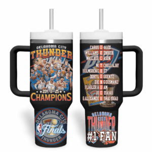 Oklahoma City Thunder NBA Custom Stanley Quencher 40oz Stainless Steel Tumbler With Handle - Threewoofs