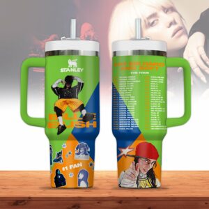 Billie Eilish Music Custom Stanley Quencher 40oz Stainless Steel Tumbler With Handle - Threewoofs