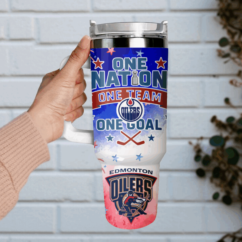 Edmonton Oilers NHL x Independence Day Custom Stanley Quencher 40oz Stainless Steel Tumbler With Handle - Threewoofs - Image 2
