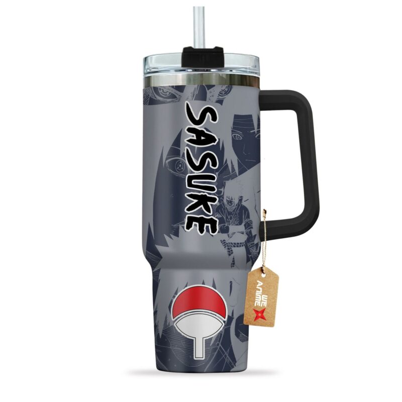 Sasuke Uchiha Naruto Anime Custom Stanley Quencher 40oz Stainless Steel Tumbler With Handle - Threewoofs - Image 2
