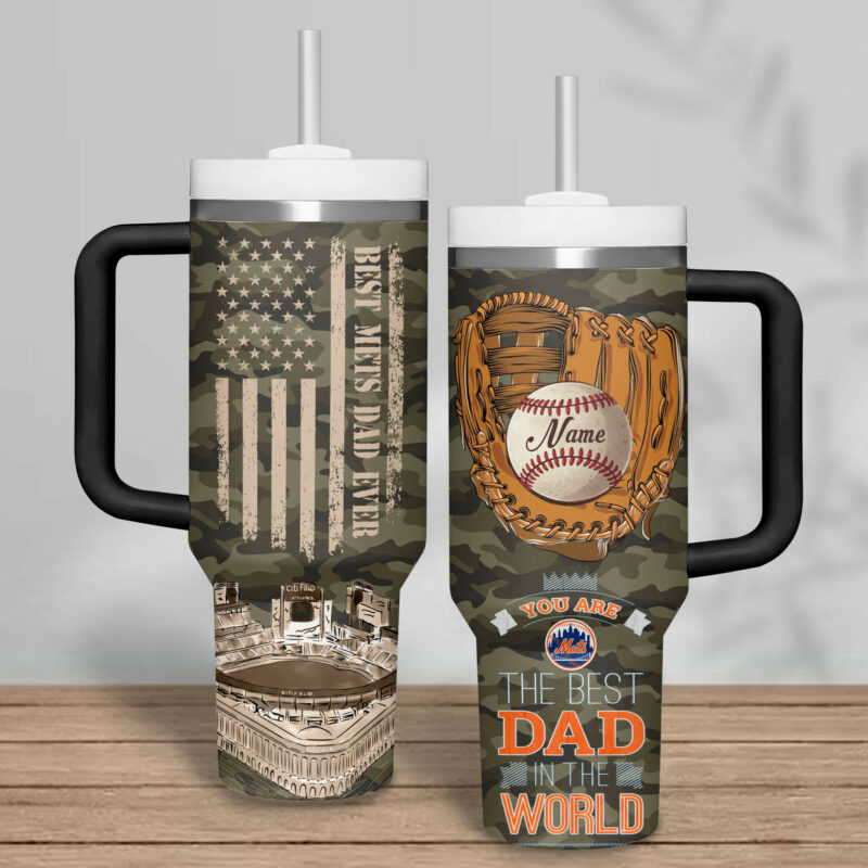 New York Mets MLB Custom Stanley Quencher 40oz Stainless Steel Tumbler With Handle - Threewoofs - Image 3