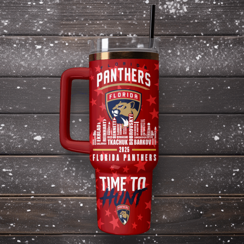 Florida Panthers NHL Custom Stanley Quencher 40oz Stainless Steel Tumbler With Handle - Threewoofs - Image 2