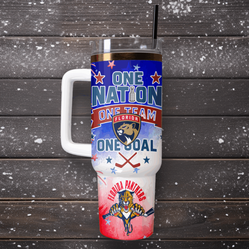 Florida Panthers NHL x Independence Day Custom Stanley Quencher 40oz Stainless Steel Tumbler With Handle - Threewoofs - Image 3