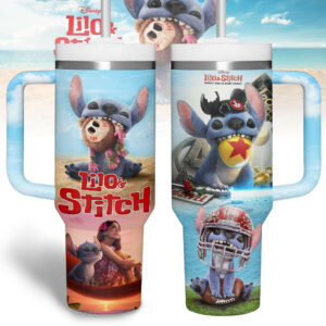 Lilo And Stitch Cartoon Custom Stanley Quencher 40oz Stainless Steel Tumbler With Handle - Threewoofs