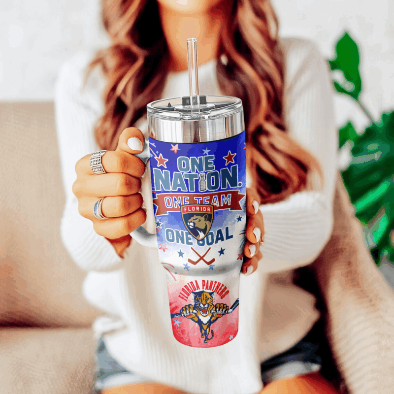 Florida Panthers NHL x Independence Day Custom Stanley Quencher 40oz Stainless Steel Tumbler With Handle - Threewoofs - Image 4