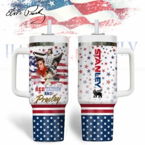 Elvis Presley Music Custom Stanley Quencher 40oz Stainless Steel Tumbler With Handle - Threewoofs