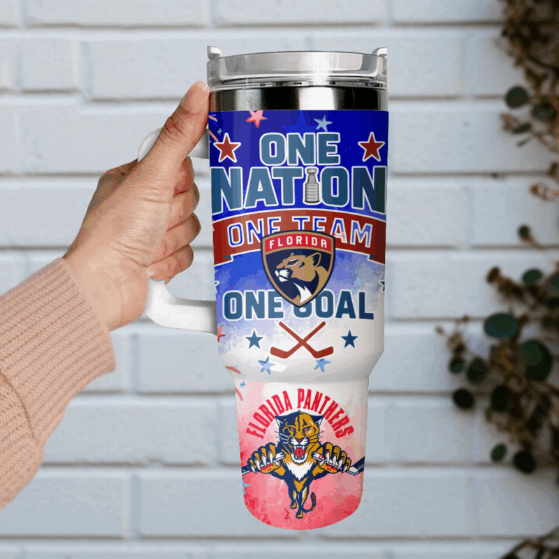 Florida Panthers NHL x Independence Day Custom Stanley Quencher 40oz Stainless Steel Tumbler With Handle - Threewoofs - Image 5