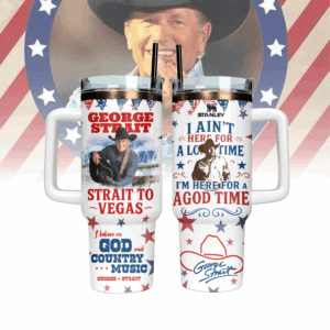 George Strait Music Custom Stanley Quencher 40oz Stainless Steel Tumbler With Handle - Threewoofs
