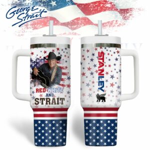 George Strait Music Custom Stanley Quencher 40oz Stainless Steel Tumbler With Handle - Threewoofs