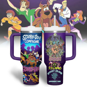 Scooby-Doo Cartoon Custom Stanley Quencher 40oz Stainless Steel Tumbler With Handle - Threewoofs