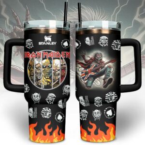 Iron Maiden Music Custom Stanley Quencher 40oz Stainless Steel Tumbler With Handle - Threewoofs