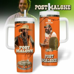 Post Malone Music Custom Stanley Quencher 40oz Stainless Steel Tumbler With Handle - Threewoofs