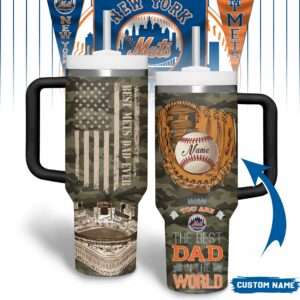New York Mets MLB Custom Stanley Quencher 40oz Stainless Steel Tumbler With Handle - Threewoofs