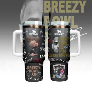 Chris Brown Tour 2025 Music Custom Stanley Quencher 40oz Stainless Steel Tumbler With Handle - Threewoofs