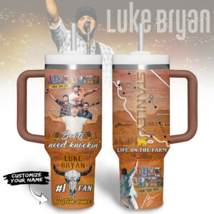 Luke Bryan Music Custom Stanley Quencher 40oz Stainless Steel Tumbler With Handle - Threewoofs