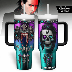 Marilyn Manson Music Custom Stanley Quencher 40oz Stainless Steel Tumbler With Handle - Threewoofs