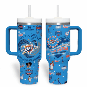 Oklahoma City Thunder NBA Custom Stanley Quencher 40oz Stainless Steel Tumbler With Handle - Threewoofs