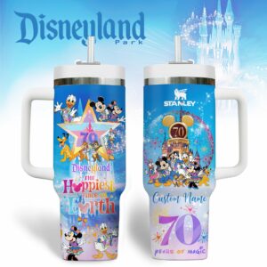Disneyland Cartoon Custom Stanley Quencher 40oz Stainless Steel Tumbler With Handle - Threewoofs