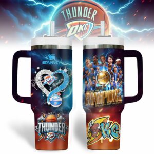 Oklahoma City Thunder NBA Custom Stanley Quencher 40oz Stainless Steel Tumbler With Handle - Threewoofs