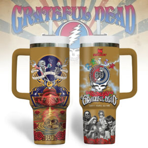 Grateful Dead Music Custom Stanley Quencher 40oz Stainless Steel Tumbler With Handle - Threewoofs
