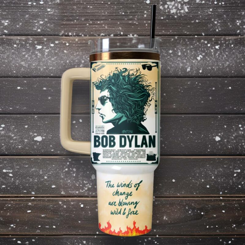 Bob Dylan Music Custom Stanley Quencher 40oz Stainless Steel Tumbler With Handle - Threewoofs - Image 2