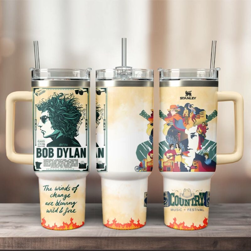 Bob Dylan Music Custom Stanley Quencher 40oz Stainless Steel Tumbler With Handle - Threewoofs - Image 3