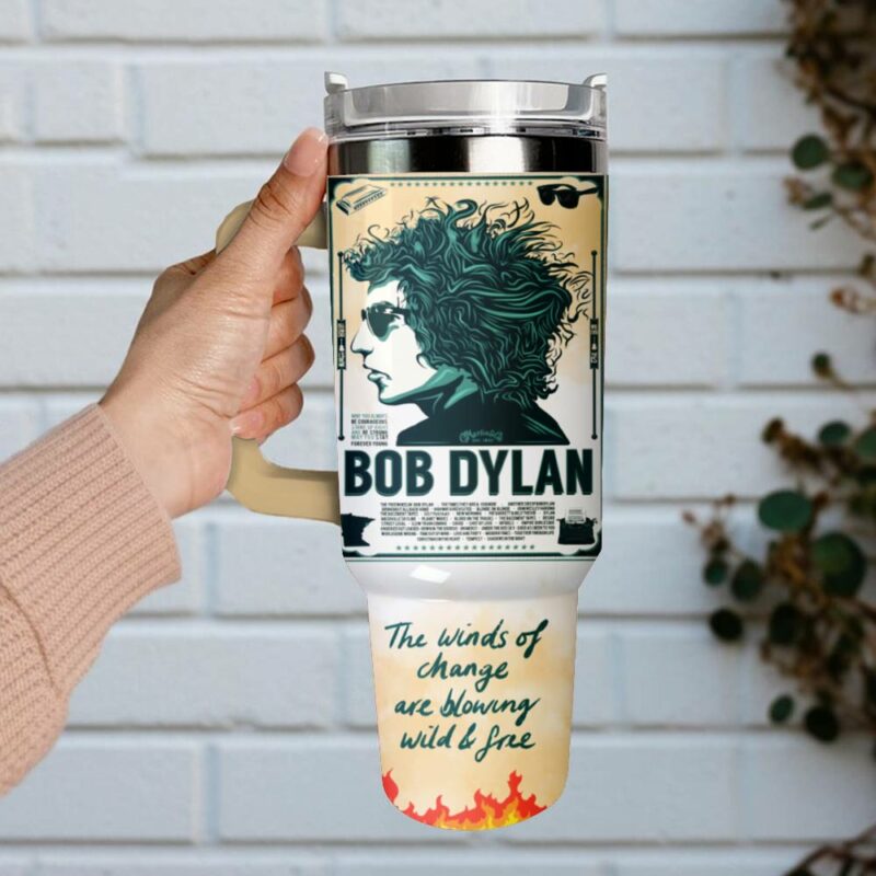 Bob Dylan Music Custom Stanley Quencher 40oz Stainless Steel Tumbler With Handle - Threewoofs - Image 4