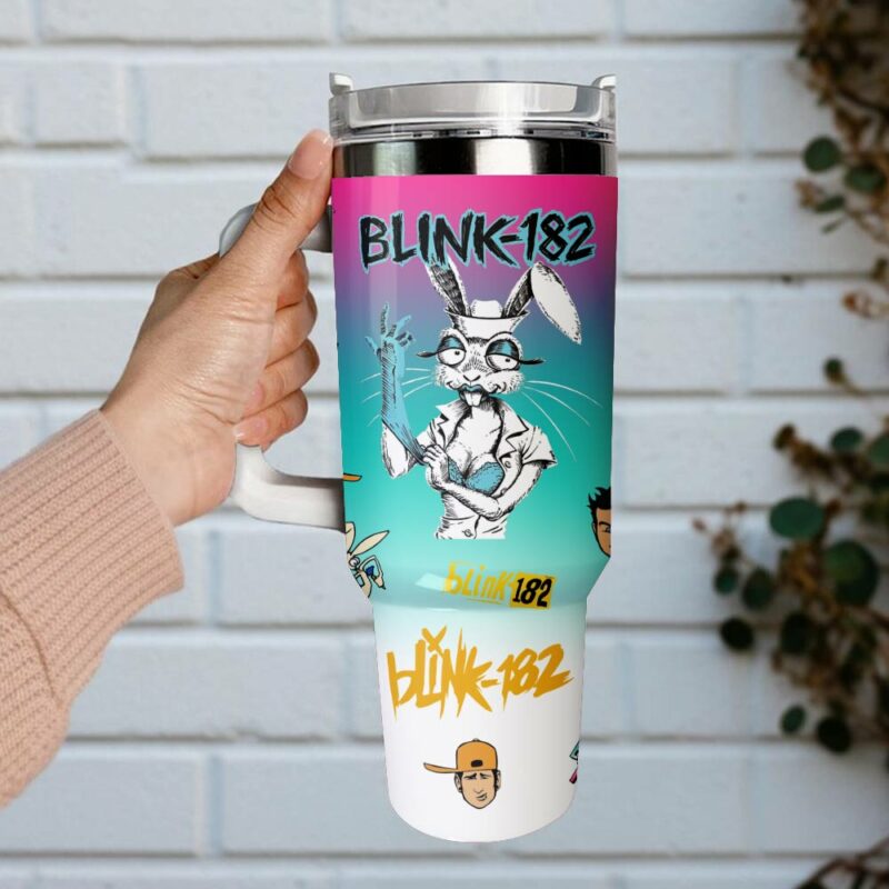 Blink-182 Band Music Custom Stanley Quencher 40oz Stainless Steel Tumbler With Handle - Threewoofs - Image 4