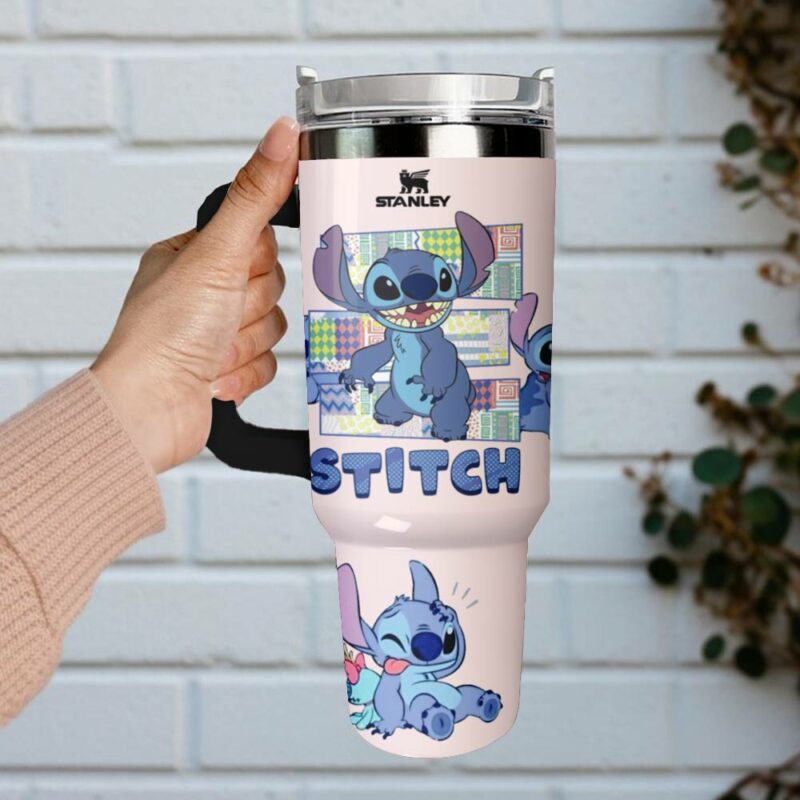 Lilo & Stitch Cartoon Custom Stanley Quencher 40oz Stainless Steel Tumbler With Handle - Threewoofs - Image 4