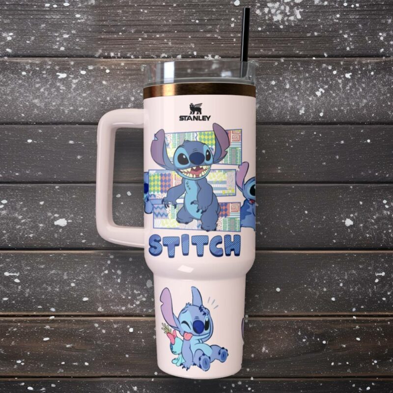 Lilo & Stitch Cartoon Custom Stanley Quencher 40oz Stainless Steel Tumbler With Handle - Threewoofs - Image 2