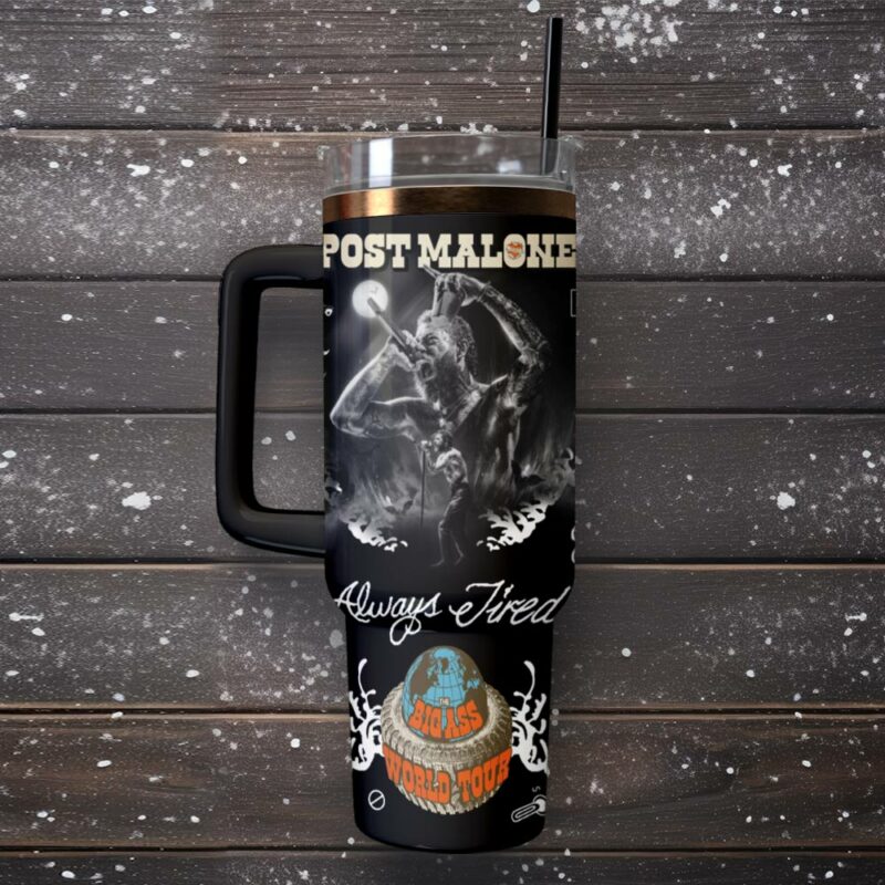 Post Malone Music Custom Stanley Quencher 40oz Stainless Steel Tumbler With Handle - Threewoofs - Image 2