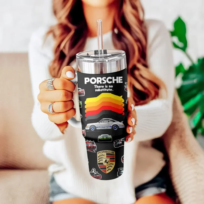 Porsche Custom Stanley Quencher 40oz Stainless Steel Tumbler With Handle - Threewoofs - Image 2