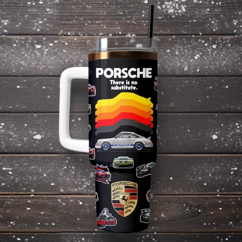 Porsche Custom Stanley Quencher 40oz Stainless Steel Tumbler With Handle - Threewoofs - Image 5