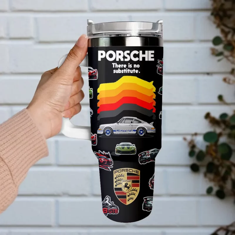 Porsche Custom Stanley Quencher 40oz Stainless Steel Tumbler With Handle - Threewoofs - Image 3