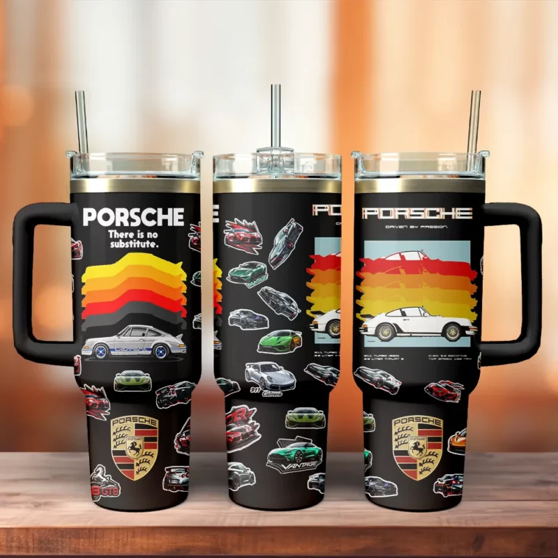 Porsche Custom Stanley Quencher 40oz Stainless Steel Tumbler With Handle - Threewoofs - Image 4