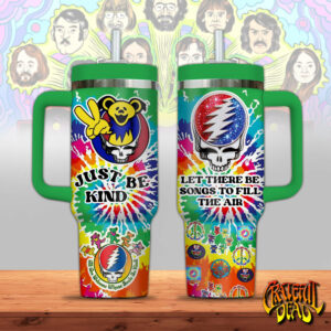 Grateful Dead Music Custom Stanley Quencher 40oz Stainless Steel Tumbler With Handle - Threewoofs