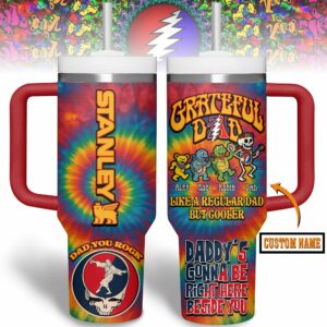 Grateful Dead Music Custom Stanley Quencher 40oz Stainless Steel Tumbler With Handle - Threewoofs