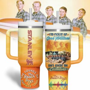 The Beach Boys Music Custom Stanley Quencher 40oz Stainless Steel Tumbler With Handle - Threewoofs