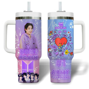 V BTS Music Custom Stanley Quencher 40oz Stainless Steel Tumbler With Handle - Threewoofs