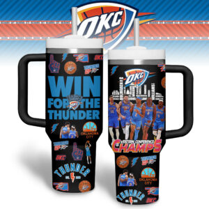 Oklahoma City Thunder NBA Custom Stanley Quencher 40oz Stainless Steel Tumbler With Handle - Threewoofs