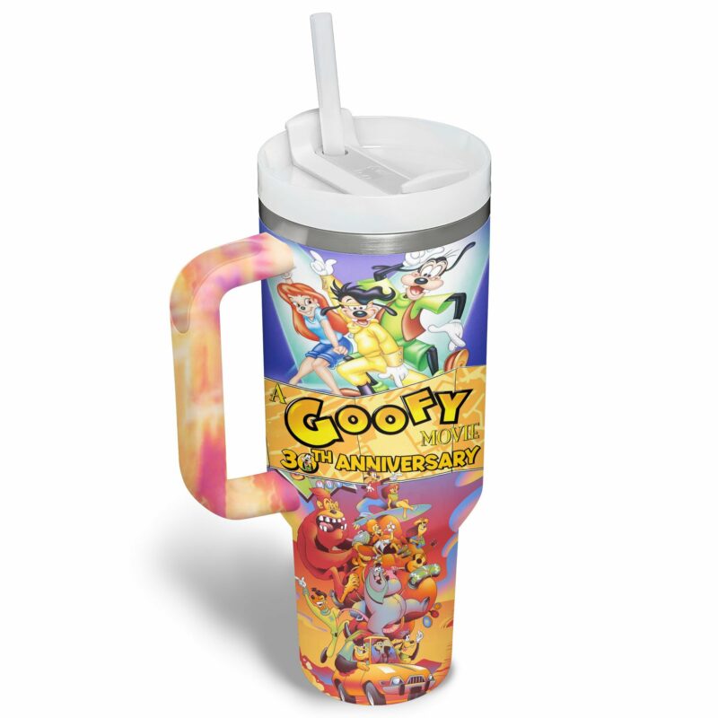 A Goofy Movie Cartoon Custom Stanley Quencher 40oz Stainless Steel Tumbler With Handle - Threewoofs - Image 2