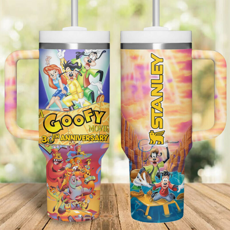 A Goofy Movie Cartoon Custom Stanley Quencher 40oz Stainless Steel Tumbler With Handle - Threewoofs - Image 6