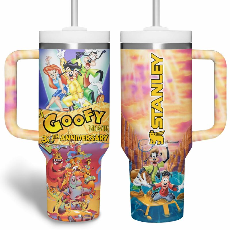 A Goofy Movie Cartoon Custom Stanley Quencher 40oz Stainless Steel Tumbler With Handle - Threewoofs - Image 4