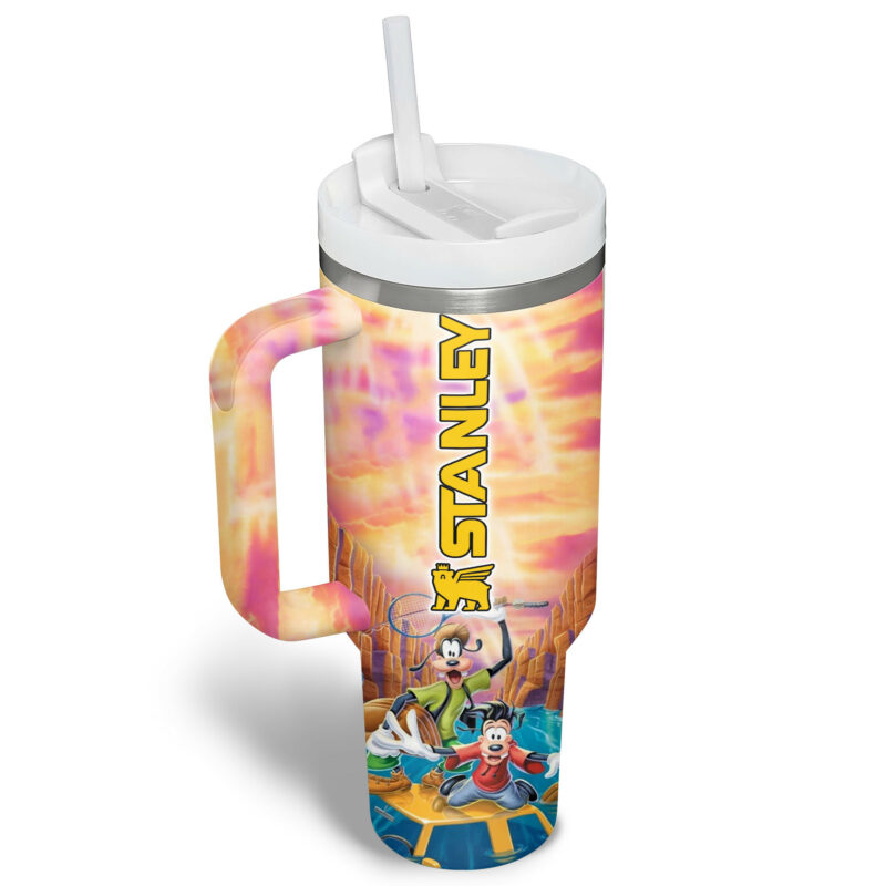 A Goofy Movie Cartoon Custom Stanley Quencher 40oz Stainless Steel Tumbler With Handle - Threewoofs - Image 3