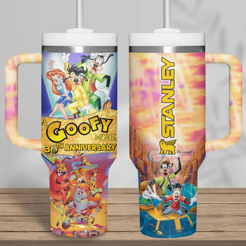 A Goofy Movie Cartoon Custom Stanley Quencher 40oz Stainless Steel Tumbler With Handle - Threewoofs - Image 5