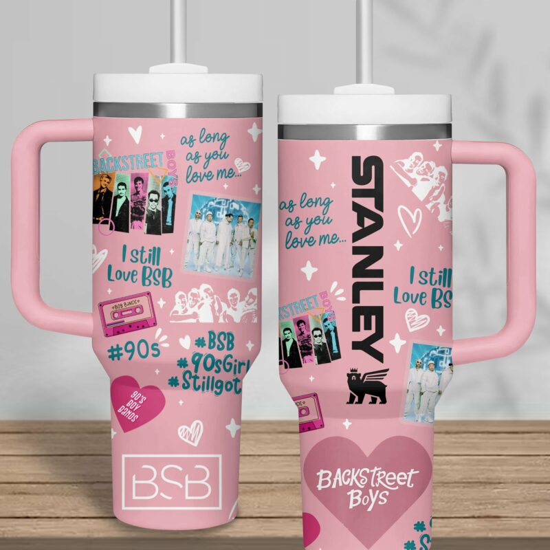 Backstreet Boys Music Custom Stanley Quencher 40oz Stainless Steel Tumbler With Handle - Threewoofs - Image 2